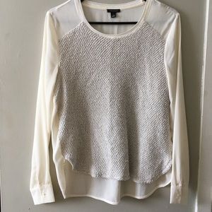 ANNE TAYLOR Knit and Silk mixed media blouse